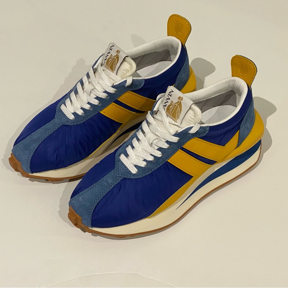 Lanvin Mens Bumpr Sneaker in Blue/Yellow size 40